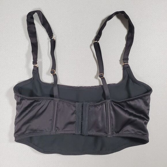 Auden Women's Corset Bra Top Small Black Satin Lingerie Adjustable Straps Sexy - Picture 3 of 8